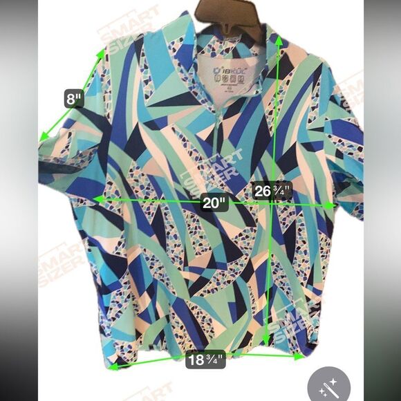 Ibkul Sz 2XL Turquoise Blue Geometric Print UV Sun Protection Long Sleeve Top - Picture 6 of 7